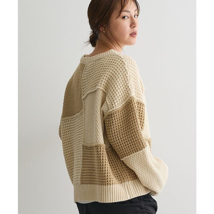 アイボリー | パッチワークニットプルオーバー | CRAFT STANDARD BOUTIQUE