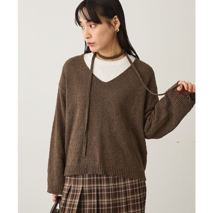 ダークカーキ | ファンシーヤーンVネックプルオーバー | CRAFT STANDARD BOUTIQUE