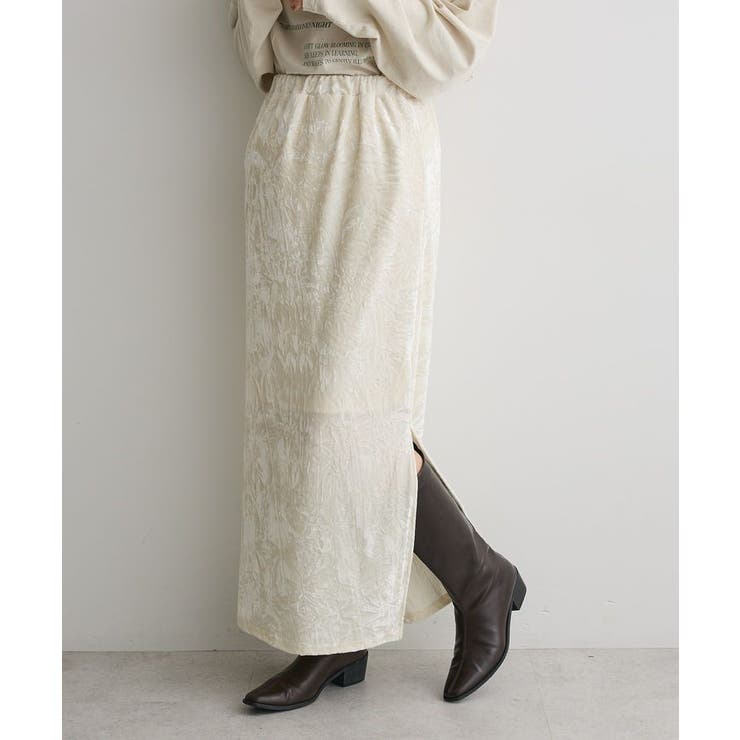 オフホワイト | クラッシュベロアサイドスリットスカート | CRAFT STANDARD BOUTIQUE