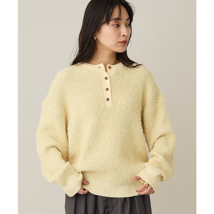 ライトイエロー | 洗える/ネップヘンリーネックニットプルオーバー | CRAFT STANDARD BOUTIQUE