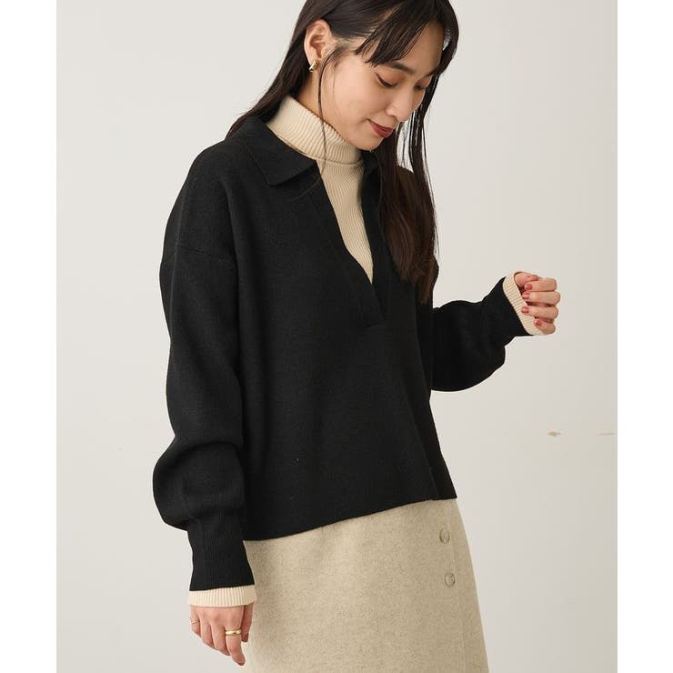 ブラック | 洗える/深Vネックニットプルオーバー | CRAFT STANDARD BOUTIQUE