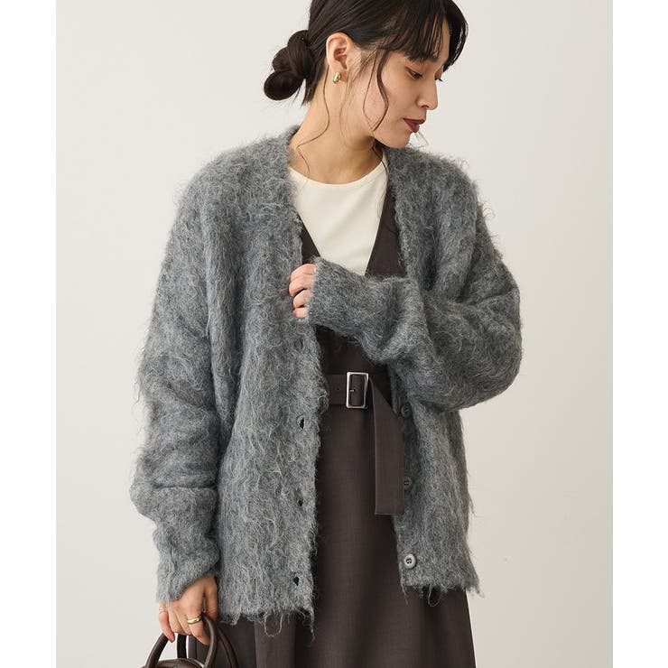 グレー | 洗える/カール起毛モヘアライクVネックニットカーディガン | CRAFT STANDARD BOUTIQUE