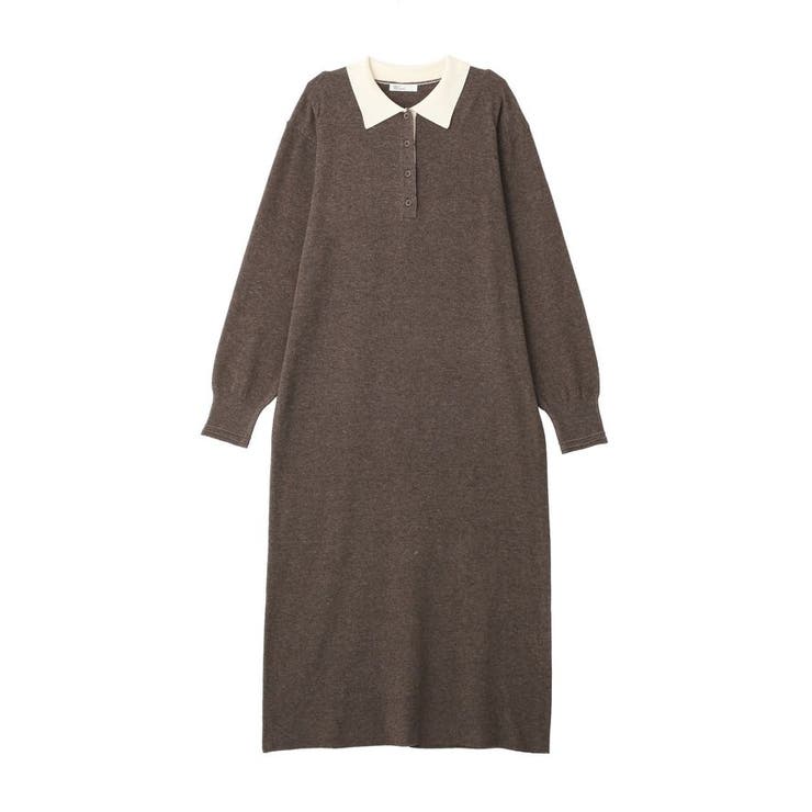 ダークブラウン | ポロ衿ニットワンピース | CRAFT STANDARD BOUTIQUE
