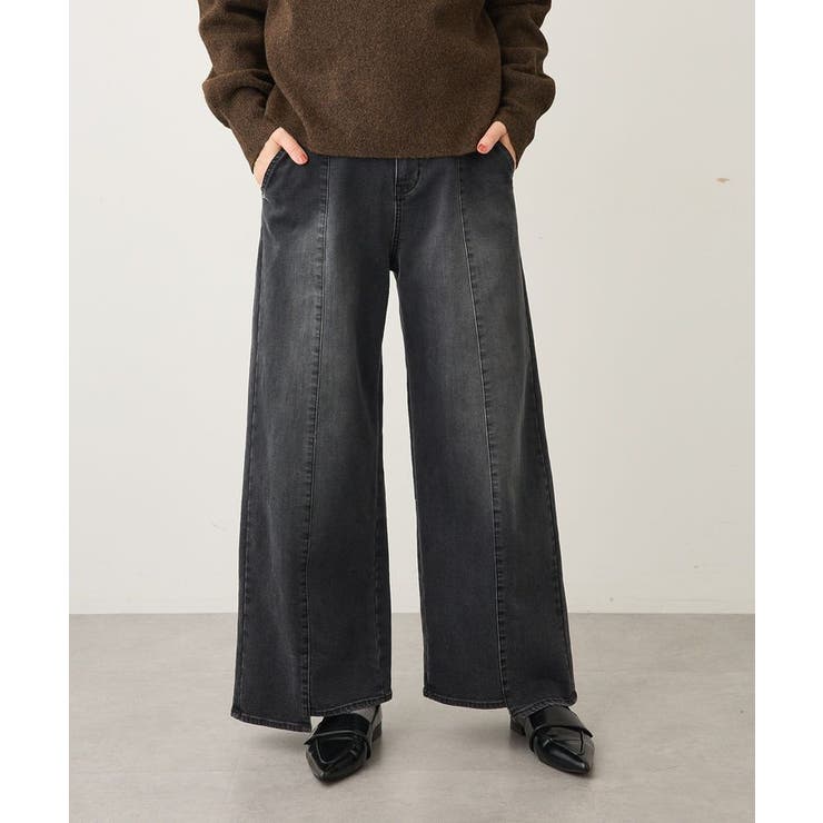 ブラック | 裏起毛デニムワイドストレートパンツ | CRAFT STANDARD BOUTIQUE
