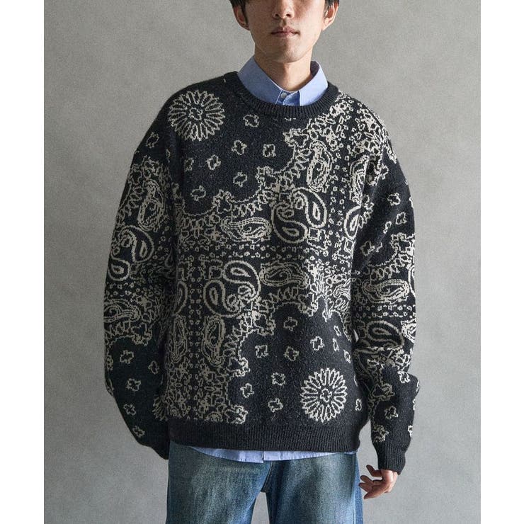ブラック | ペイズリー柄ニットプルオーバー | CRAFT STANDARD BOUTIQUE