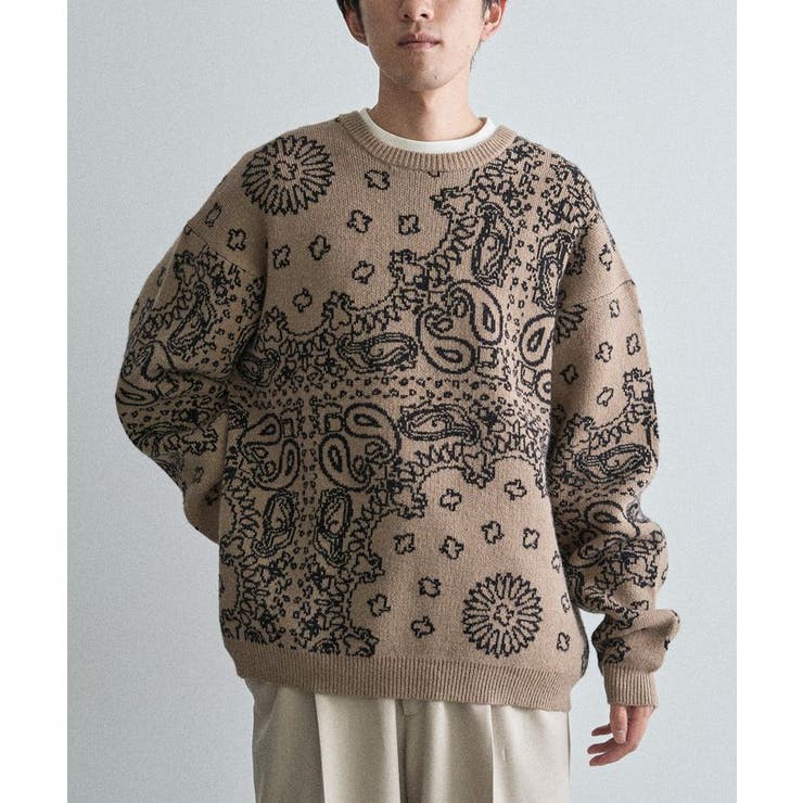 グレーベージュ | ペイズリー柄ニットプルオーバー | CRAFT STANDARD BOUTIQUE