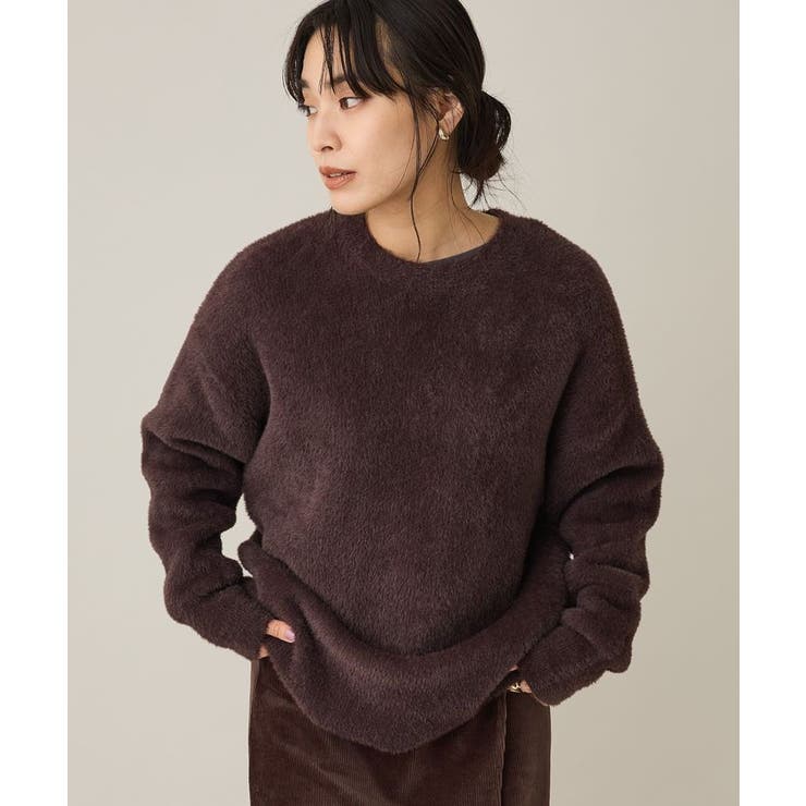 ブラウン | 洗える/ファーライクニットチュニック | CRAFT STANDARD BOUTIQUE