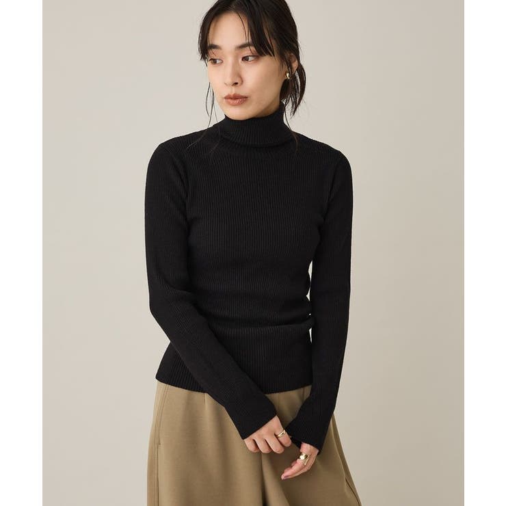 ブラック | 洗える/リブタートルニットプルオーバー | CRAFT STANDARD BOUTIQUE