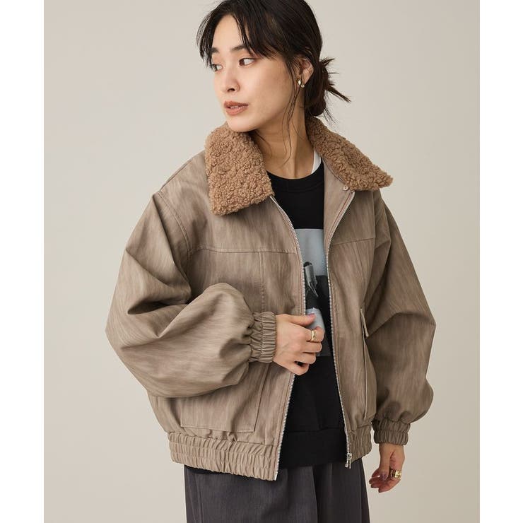 ベージュ | フェイクレザー衿ボアブルゾン | CRAFT STANDARD BOUTIQUE