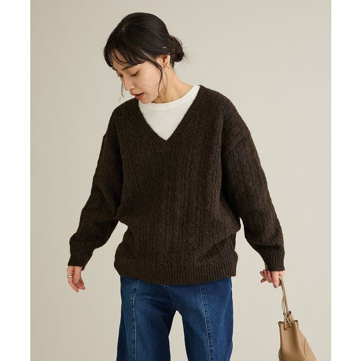 洗える/起毛ケーブルVニットネックニットプルオーバー | CRAFT STANDARD BOUTIQUE | 詳細画像2 