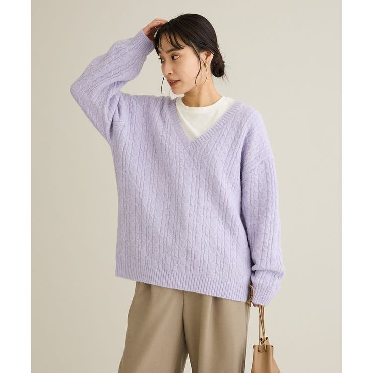 洗える/起毛ケーブルVニットネックニットプルオーバー | CRAFT STANDARD BOUTIQUE | 詳細画像14 