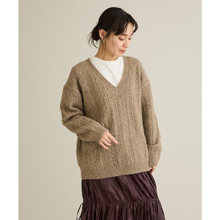 洗える/起毛ケーブルVニットネックニットプルオーバー | CRAFT STANDARD BOUTIQUE | 詳細画像6 