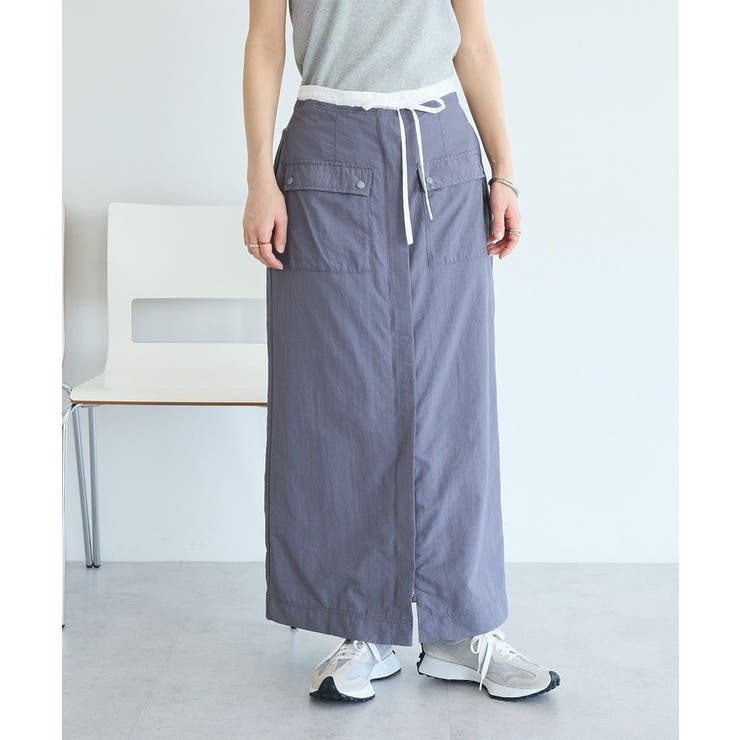 グレー | ナイロンダブルウエストIラインスカート | CRAFT STANDARD BOUTIQUE