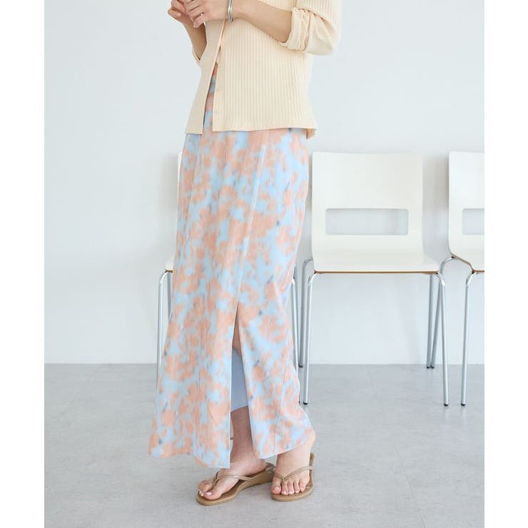 ブルー | フラワープリントスリットロングスカート | CRAFT STANDARD BOUTIQUE