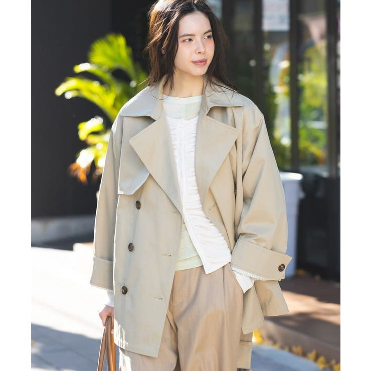 ベージュ | ワイドカフスミディトレンチコート | CRAFT STANDARD BOUTIQUE