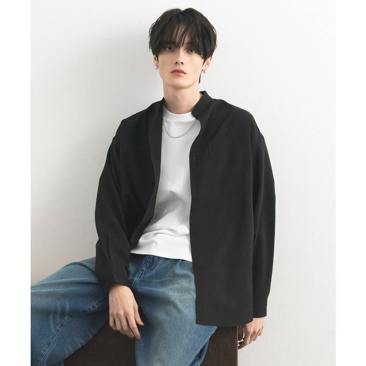 ブラック | イージーケア/吸水速乾/UVカット バンドカラーシャツ | CRAFT STANDARD BOUTIQUE