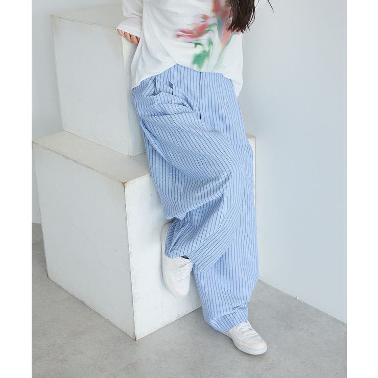 ストライプサックス | ベルトデザインワイドパンツ | CRAFT STANDARD BOUTIQUE