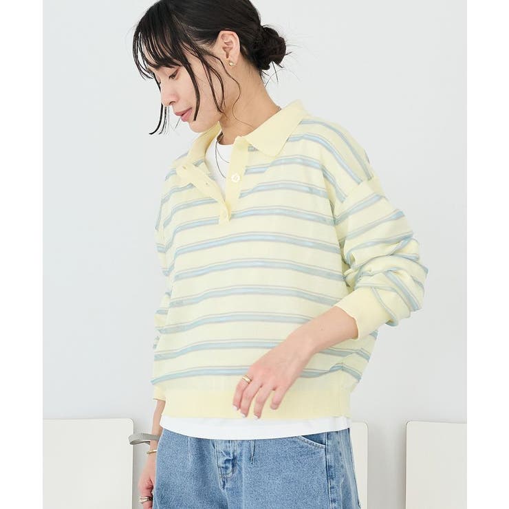 シアーボーダーポロ衿ニットプルオーバー | CRAFT STANDARD BOUTIQUE | 詳細画像3 