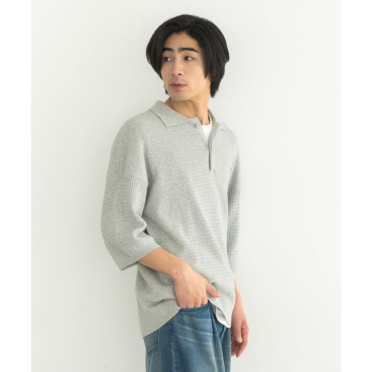 透かし編み半袖ニットポロシャツ | CRAFT STANDARD BOUTIQUE | 詳細画像3 