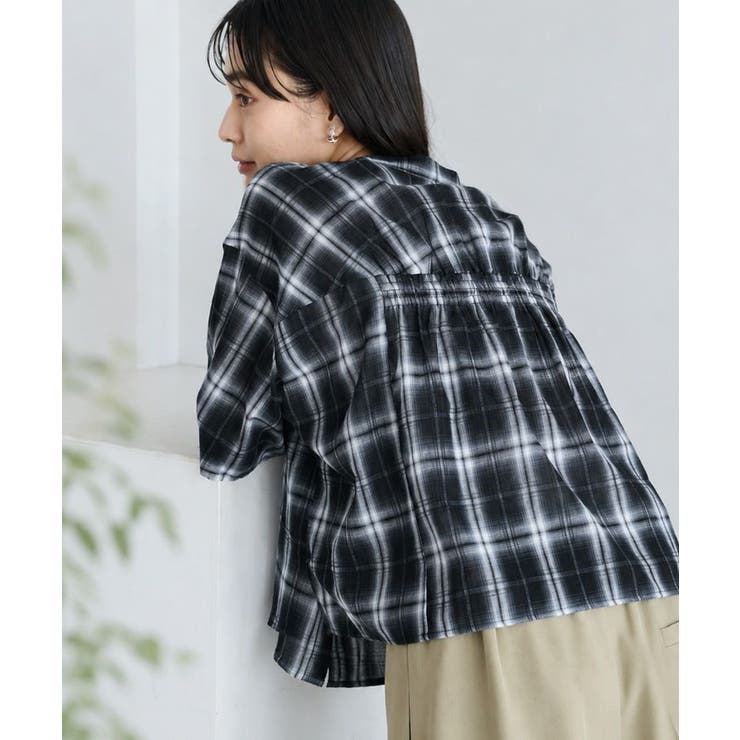 チェックブラック | バックギャザーポンチョシャツ | CRAFT STANDARD BOUTIQUE