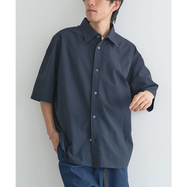 ネイビー | シアサッカーチェックシャツ | CRAFT STANDARD BOUTIQUE