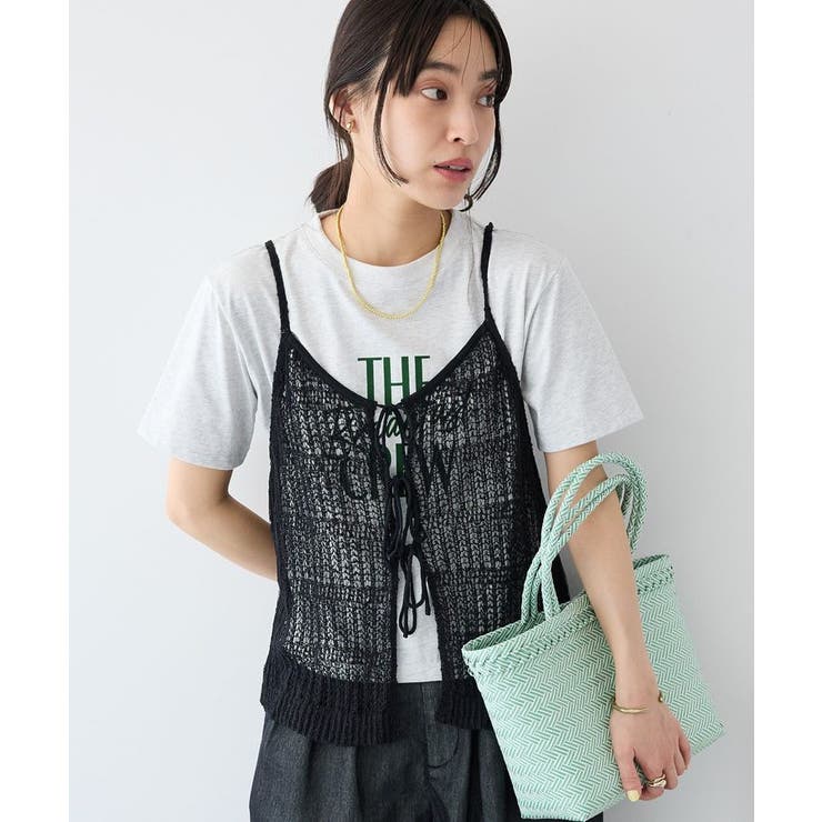 ブラック | 洗える ノットヤーン透かしビスチェ【手洗いOK】 | CRAFT STANDARD BOUTIQUE