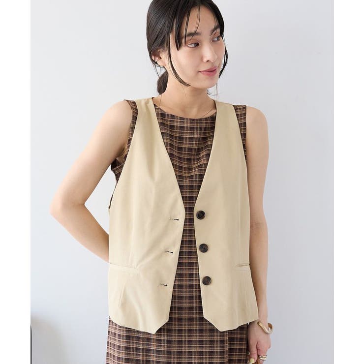 ベージュ | バックスリットショートベスト | CRAFT STANDARD BOUTIQUE