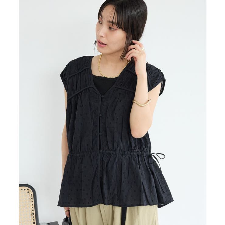 ブラック | インド製 コットンドビーギャザーブラウス | CRAFT STANDARD BOUTIQUE