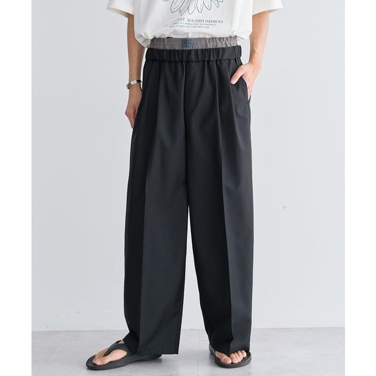 ブラック | フェイクレイヤードワイドスラックス | CRAFT STANDARD BOUTIQUE