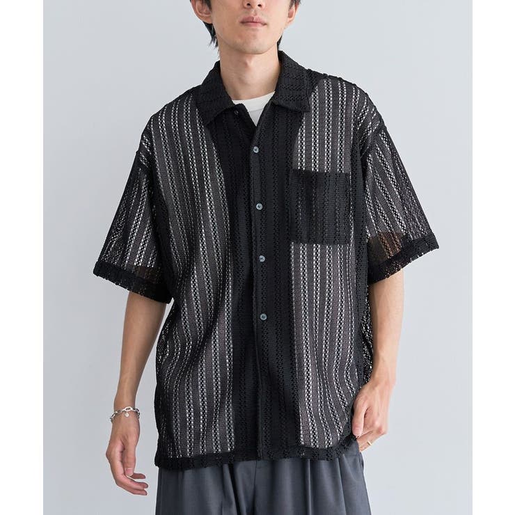 ブラック | レース半袖シャツ | CRAFT STANDARD BOUTIQUE