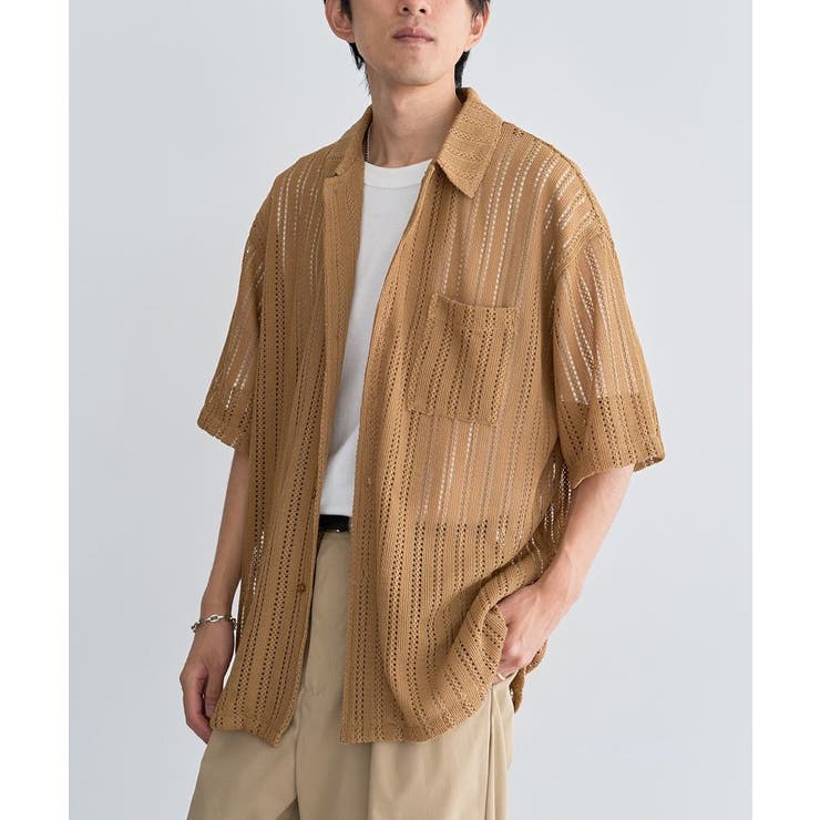 キャメル | レース半袖シャツ | CRAFT STANDARD BOUTIQUE