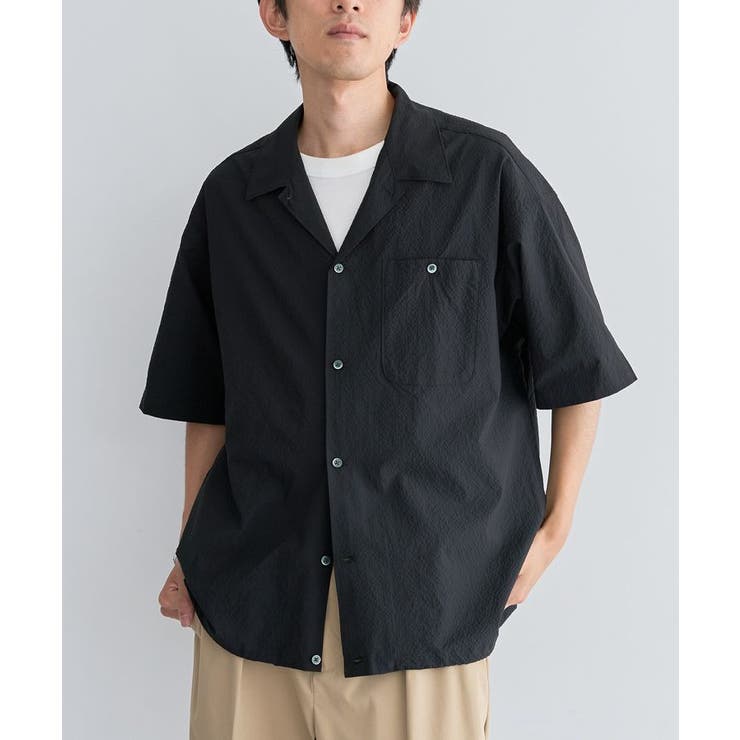 ブラック | 裾スピンドルオープンカラーシアサッカーシャツ | CRAFT STANDARD BOUTIQUE