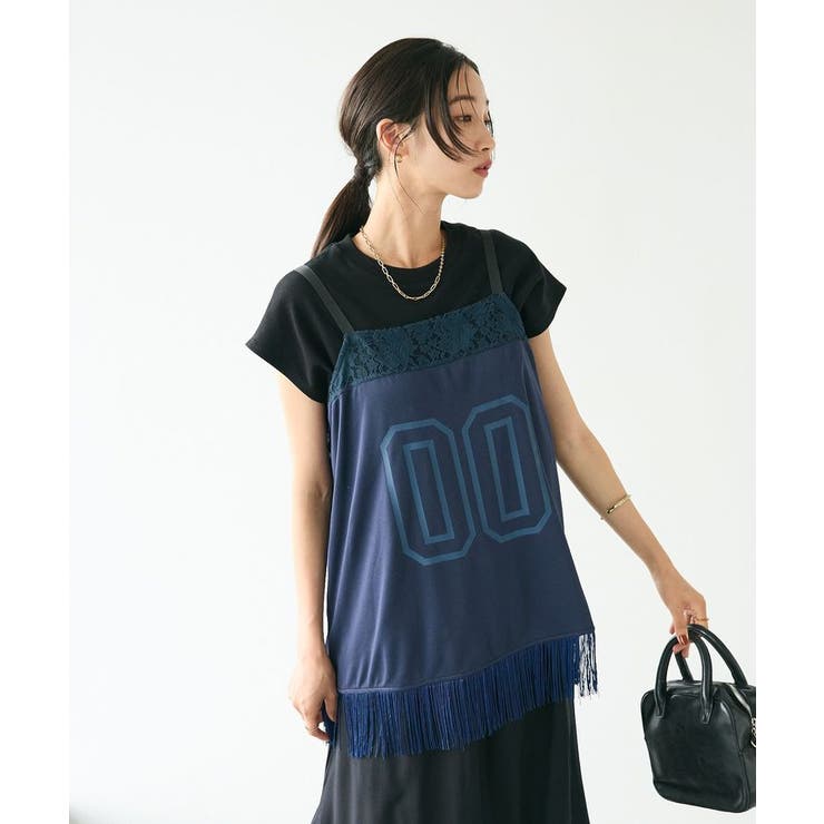 ネイビー | レース切替フリンジビスチェ | CRAFT STANDARD BOUTIQUE