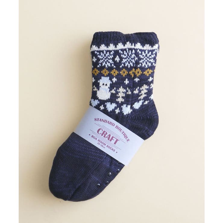 裏ボアノルディック柄ルームソックス(Ladys)[品番：EHEW0045623