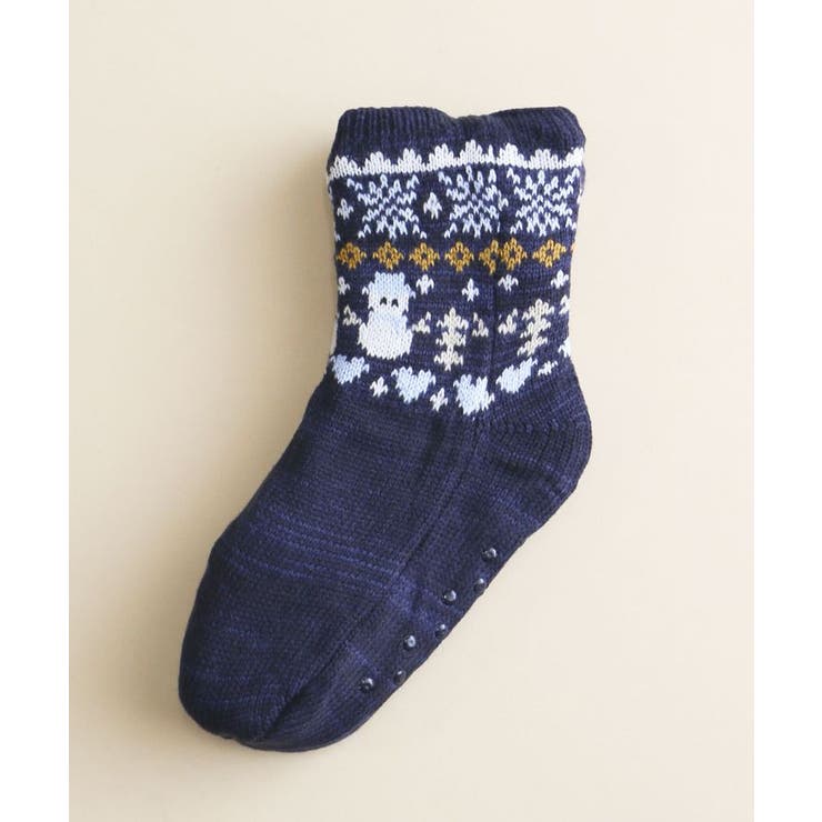 裏ボアノルディック柄ルームソックス(Ladys)[品番：EHEW0045623