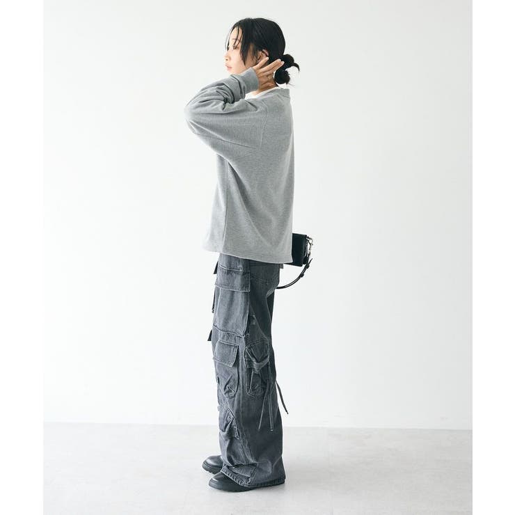 ユニセックス】デニムワイドカーゴパンツ[品番：EHEW0046846