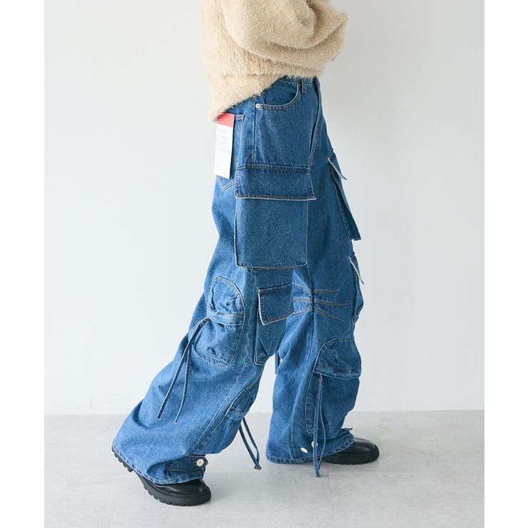 セール】ホックデニムワイドパンツ（デニムパンツ）｜repipi