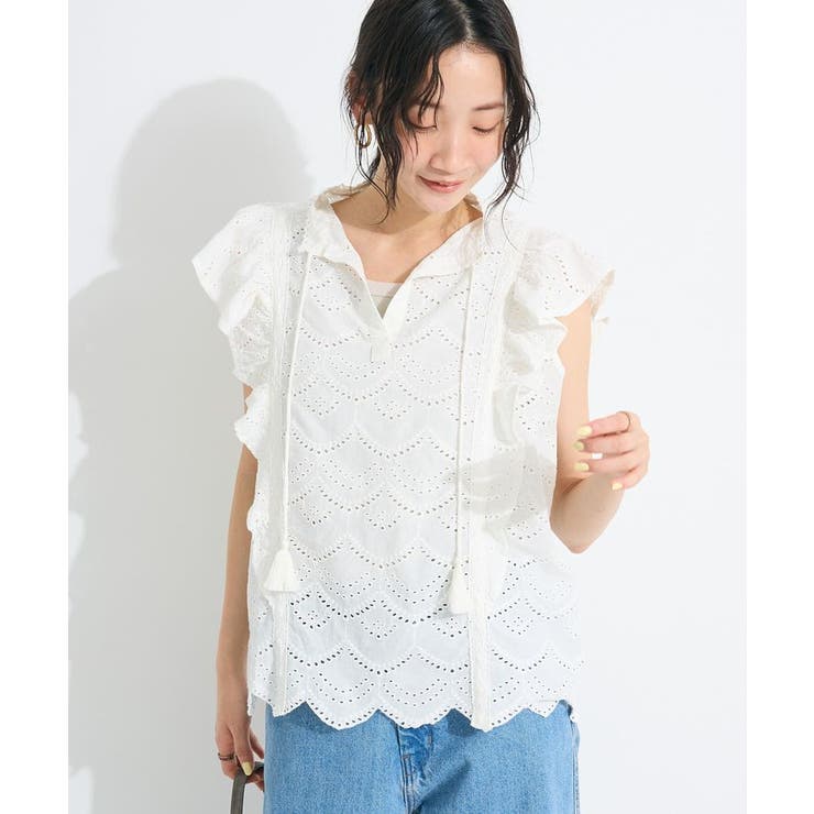 ホワイト | インド綿フリル使いシフリーブラウス | CRAFT STANDARD BOUTIQUE