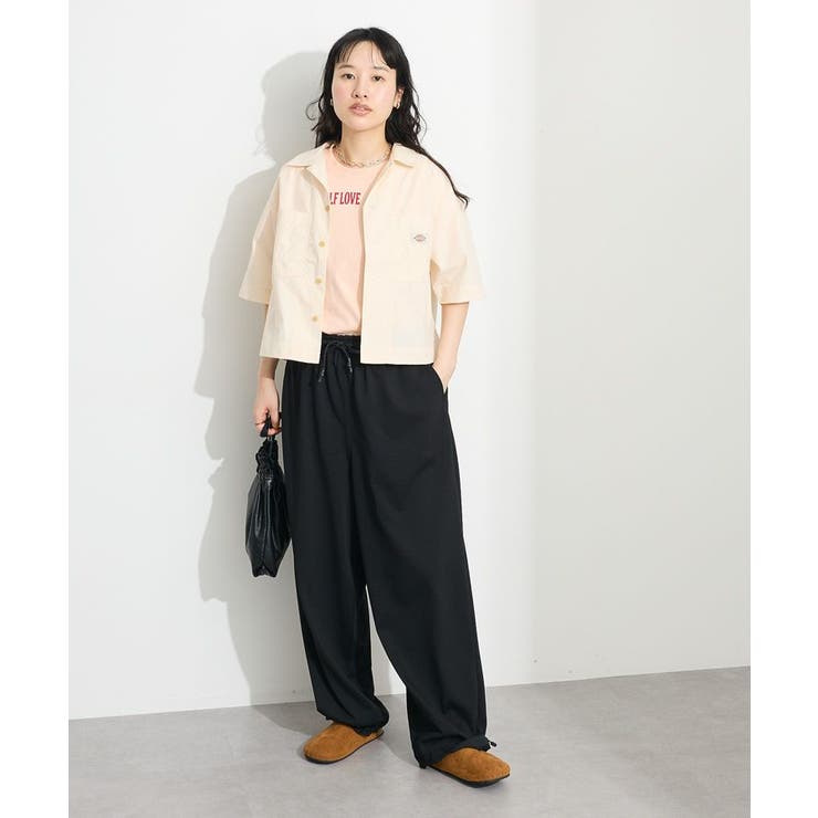 ブラウス シャツ 「Dickies」コットンダンプクロップドシャツ レディース Dickies ブラウス シャツ 「Dickies」コットンダンプクロップド