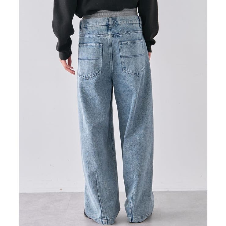 【世界が注目！】EENK レイヤード デニムパンツ Pre-Order】フロントレイヤードデニム / Front Layered Denim