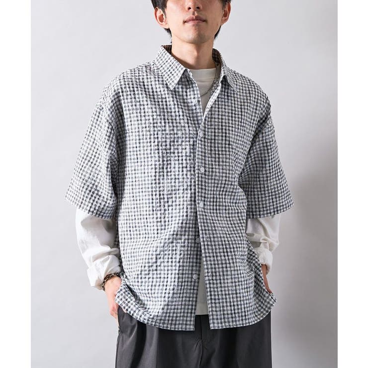 ブラック | アソートミニチェックボクシー半袖シャツ | CRAFT STANDARD BOUTIQUE