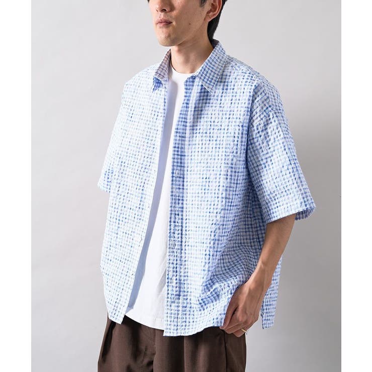 ブルー | アソートミニチェックボクシー半袖シャツ | CRAFT STANDARD BOUTIQUE