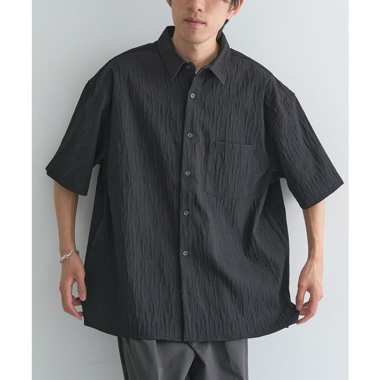 ブラック | ジャカード柄半袖シャツ | CRAFT STANDARD BOUTIQUE