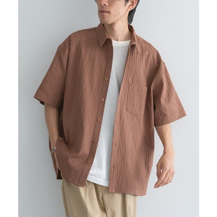 ブラウン | ジャカード柄半袖シャツ | CRAFT STANDARD BOUTIQUE