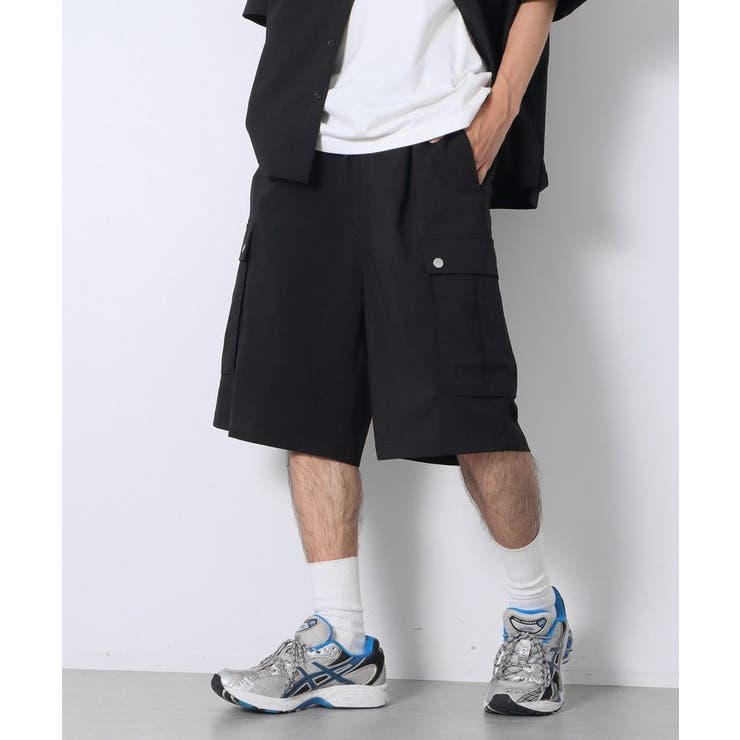 ブラック | 接触冷感/吸水速乾/UVカット ワイドカーゴハーフパンツ | CRAFT STANDARD BOUTIQUE