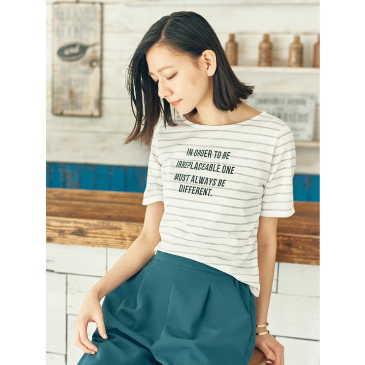 ボーダー×ロゴTシャツ[品番：EMEW0005645]｜earth music&ecology