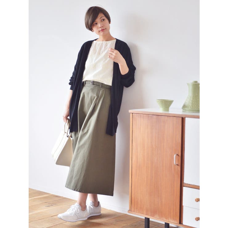 COTTON USAチノスカート(ベルト付きフレア)[品番：EMEW0009276