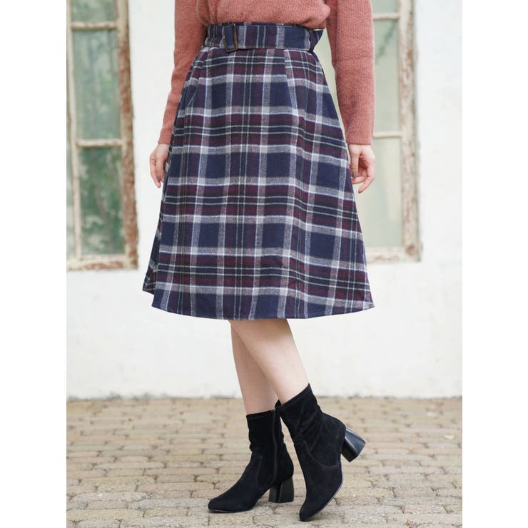 ビックチェックフレアースカート[品番：EMEW0011207]｜earth  