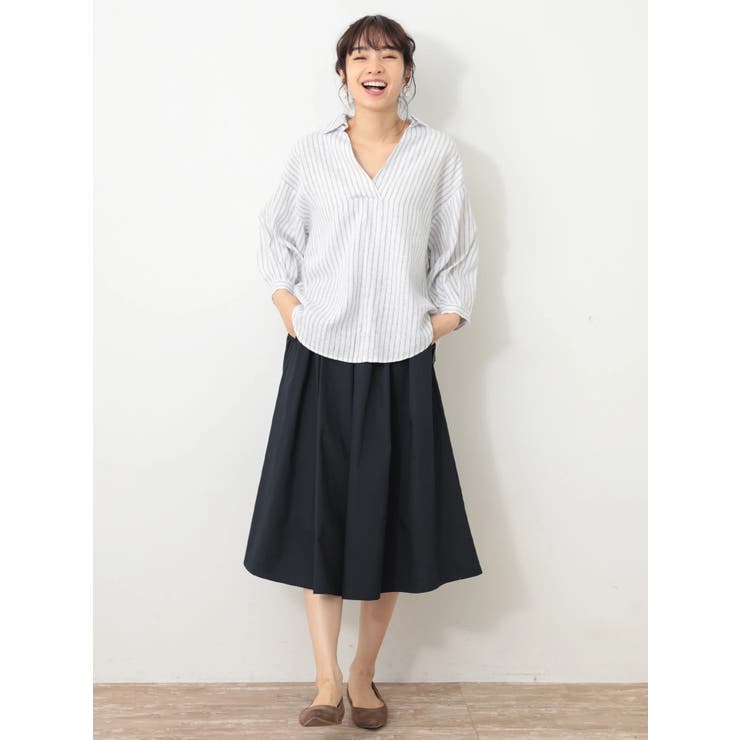 SET2点スキッパーシャツ+スカーチョ[品番：EMEW0013023]｜earth