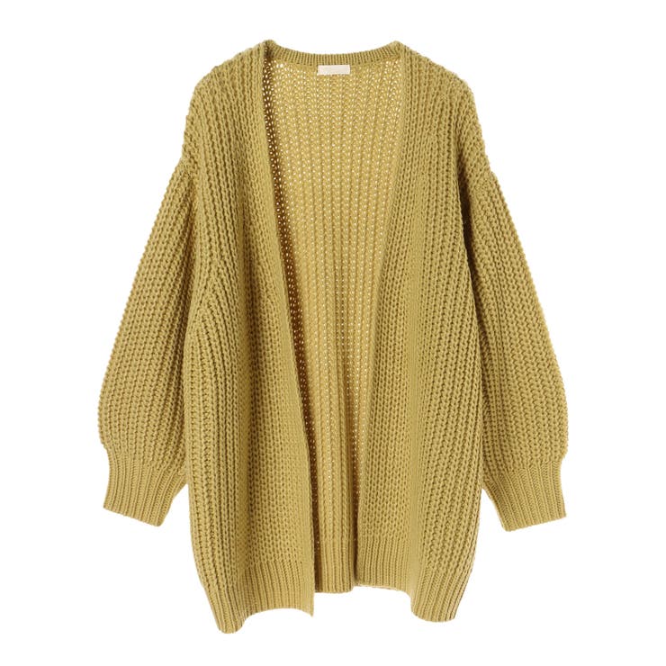 イエロー | ・ざっくりミドルニットカーディガン | earth music&ecology 